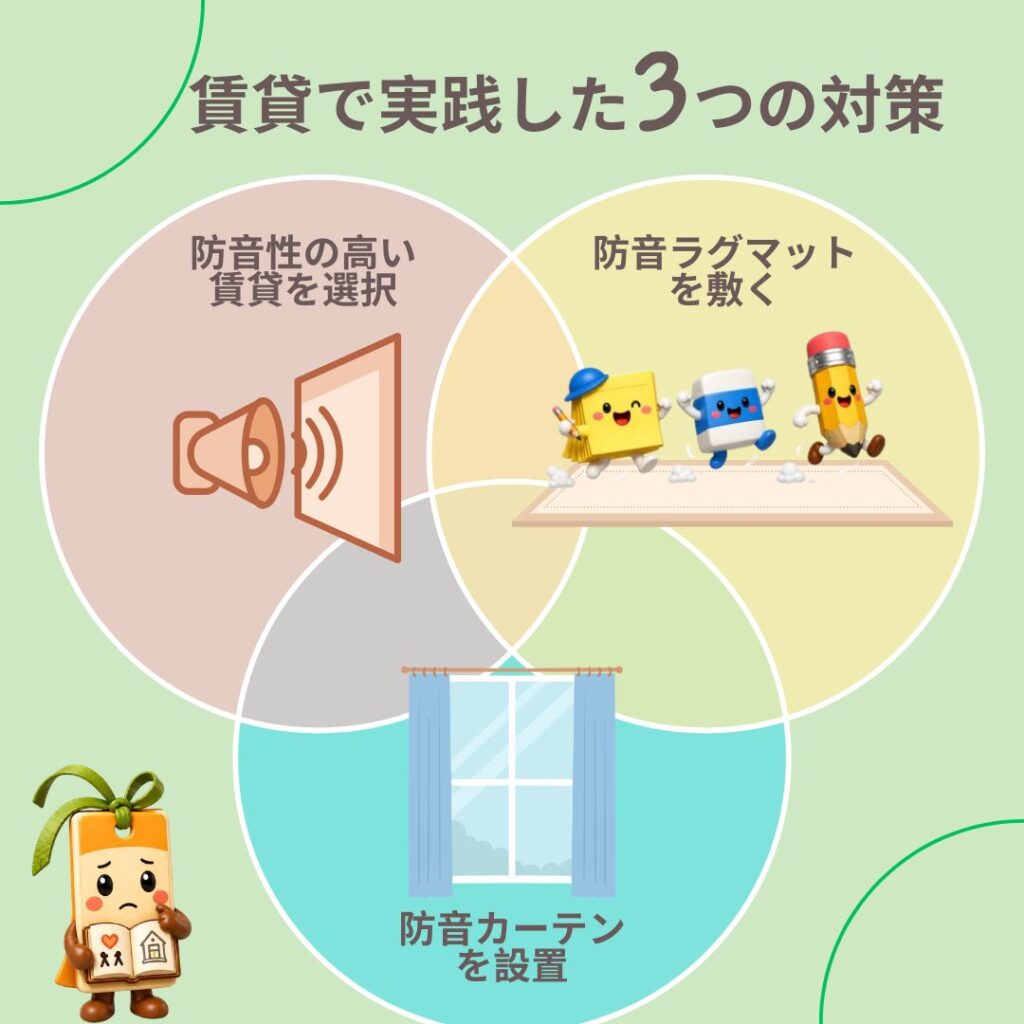 賃貸で実践した3つの対策の図解